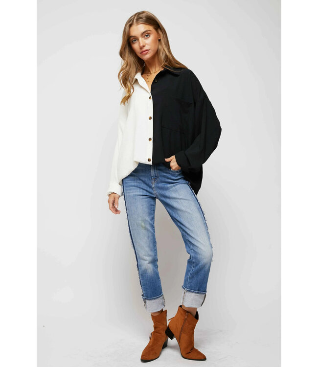 Color block button down shirt