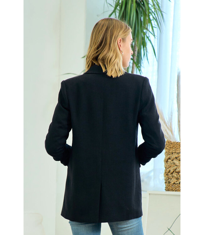 Gathered sleeve blazer