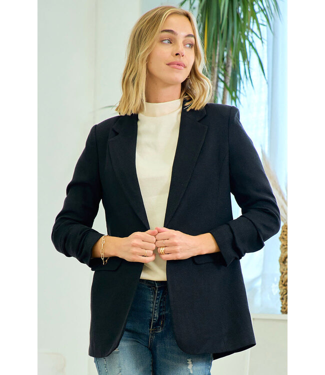 Gathered sleeve blazer