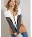 Button down color block cardigan