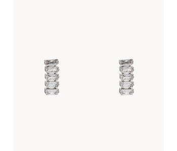Secret Box Baguette Ladder Earrings -Silver
