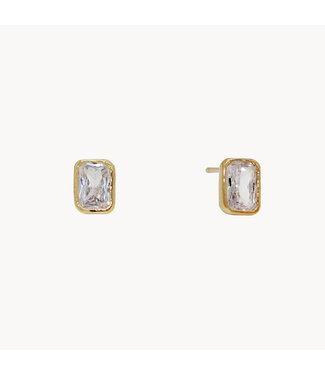 Emerald Cut CZ Bezel Earrings