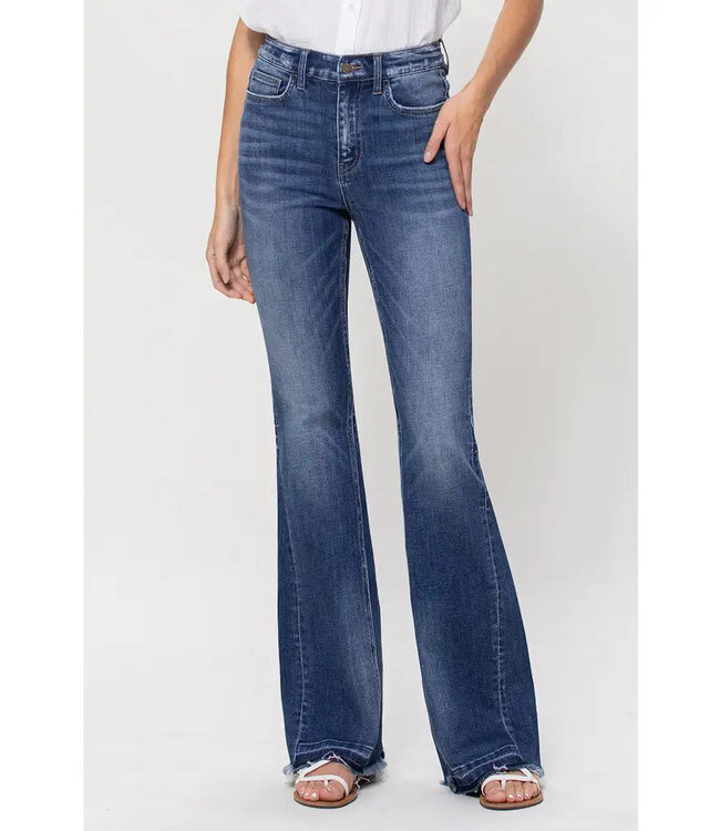Flying Monkey Darker and Darker - High Rise Flare Jeans with Insert Panel Details