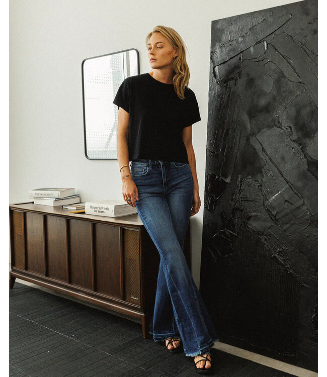 Flying Monkey Darker and Darker - High Rise Flare Jeans with Insert Panel Details