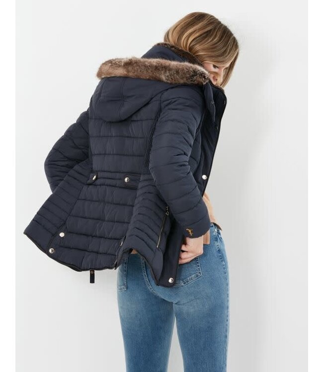 Joules Gosway fur trim padded coat