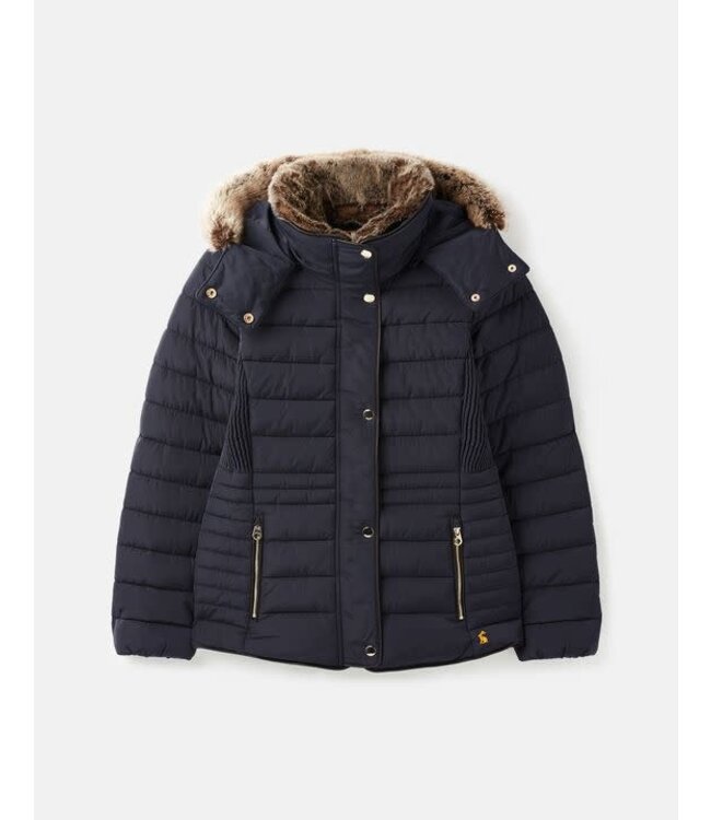 Joules Gosway fur trim padded coat