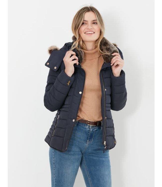 Joules Gosway fur trim padded coat