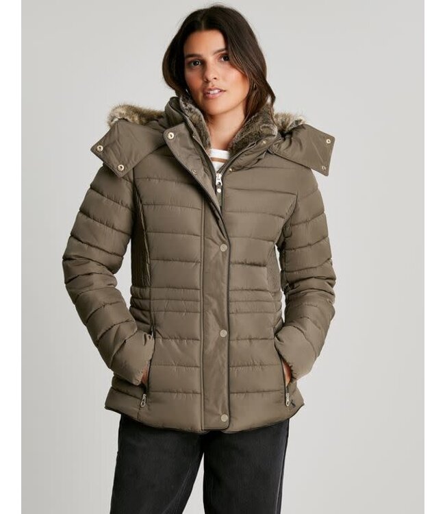 Joules Gosway fur trim padded coat