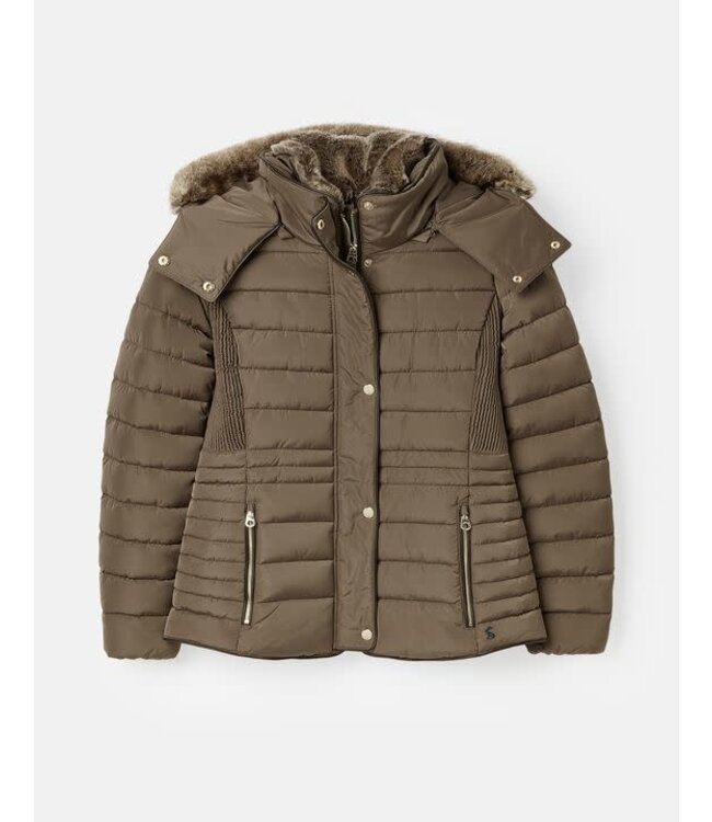 Joules Gosway fur trim padded coat