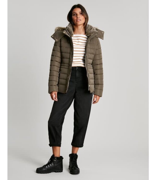 Joules Gosway fur trim padded coat