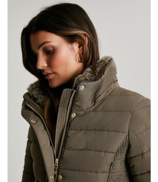 Joules Gosway fur trim padded coat