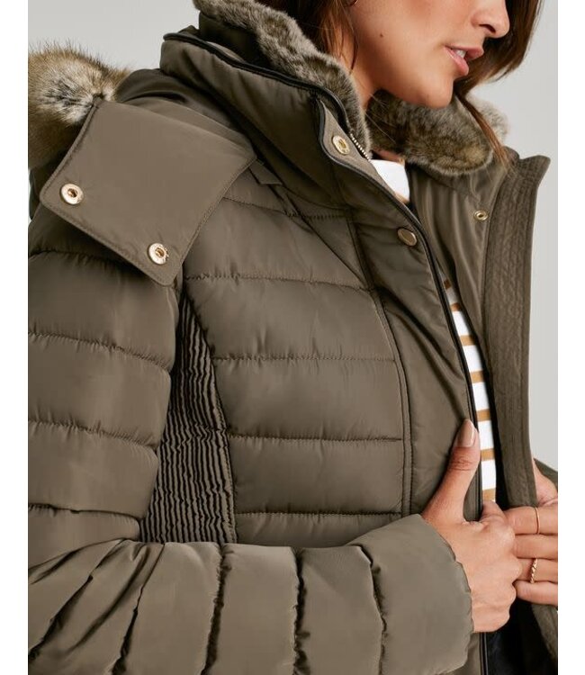 Joules Gosway fur trim padded coat
