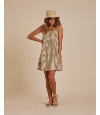 Rylee + Cru Tie mini dress olive stripe