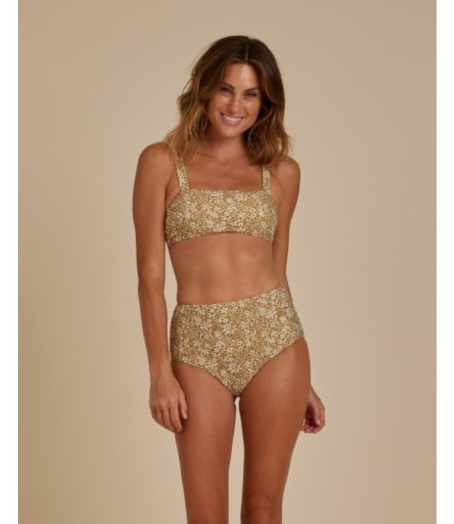 High waisted hipster bikini bottom -golden ditsy - Lizzy Lou Boutique