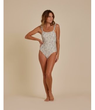 Rylee + Cru Square neck one-piece blue floral