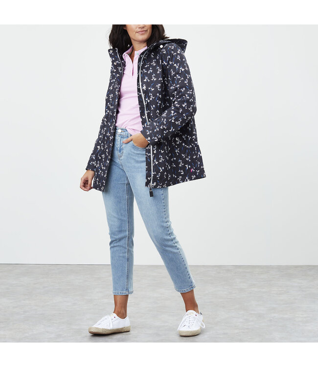 Joules Shoreside Print waterproof A-line coat
