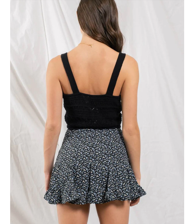 Blu Pepper Pleated floral mini skort