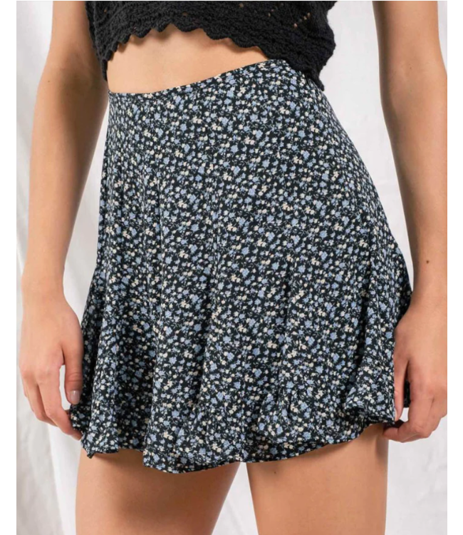 Blu Pepper Pleated floral mini skort
