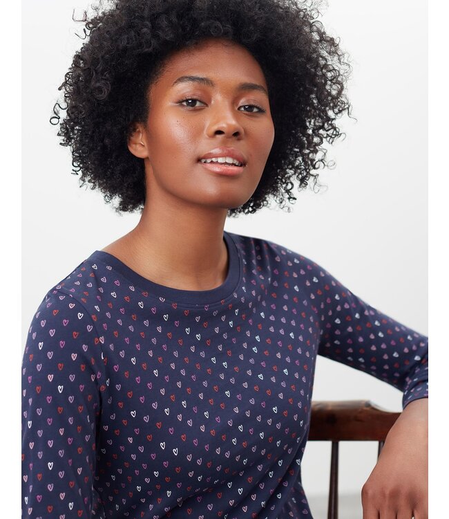 Joules Selma print top - navy hearts