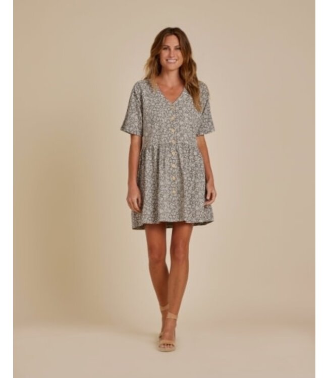Rylee + Cru Button jersey mini dress