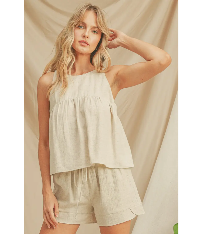 Paper Crane Back Button Closure Sleeveless Top