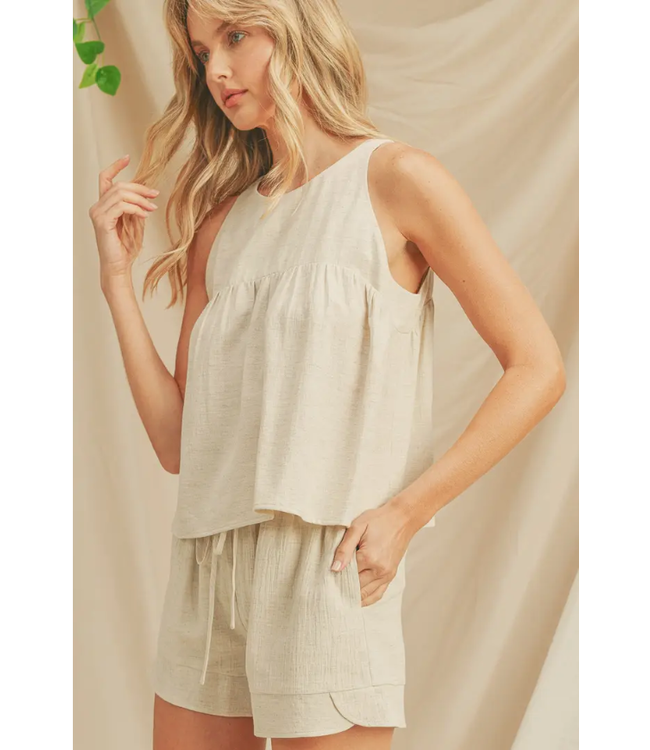 Paper Crane Back Button Closure Sleeveless Top