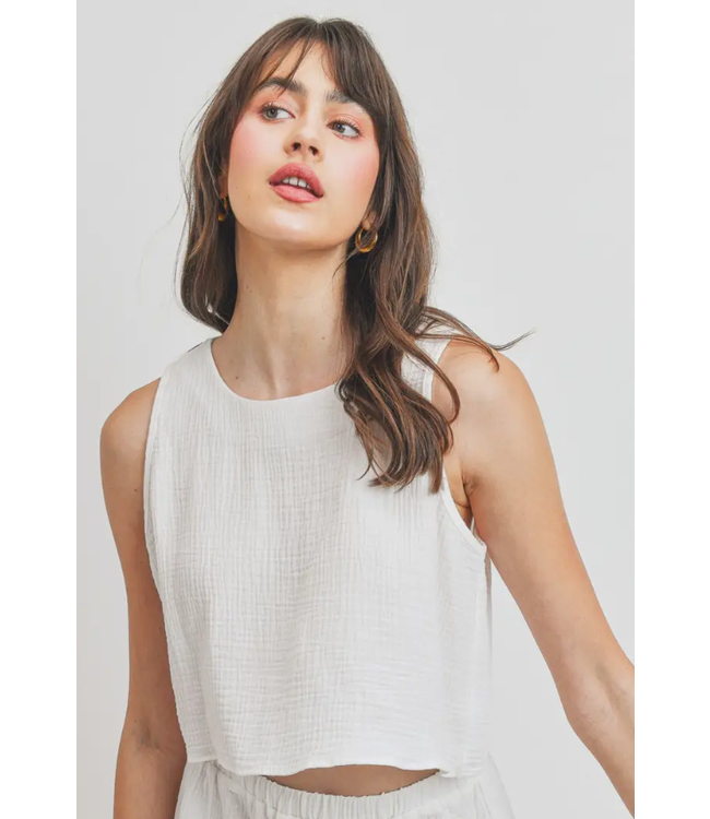 Paper Crane Back Open Button Closure Sleeveless Top