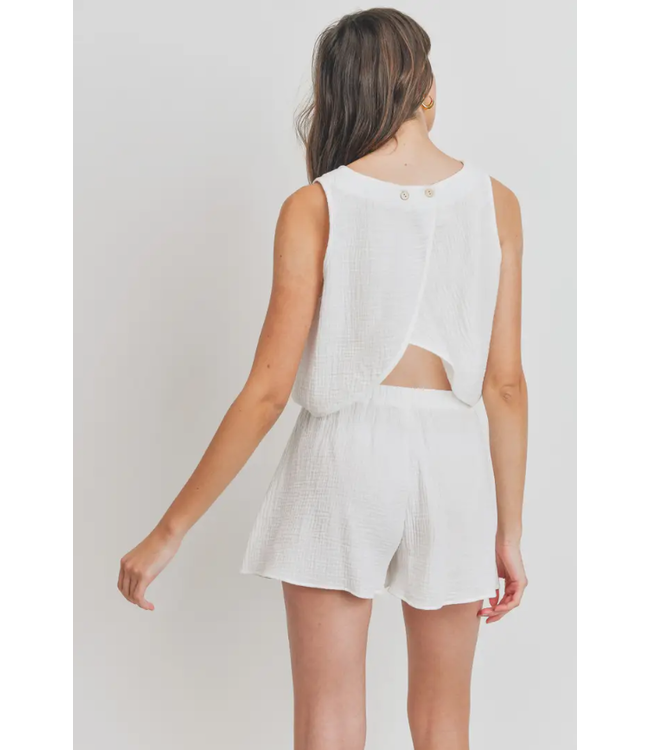Paper Crane Back Open Button Closure Sleeveless Top
