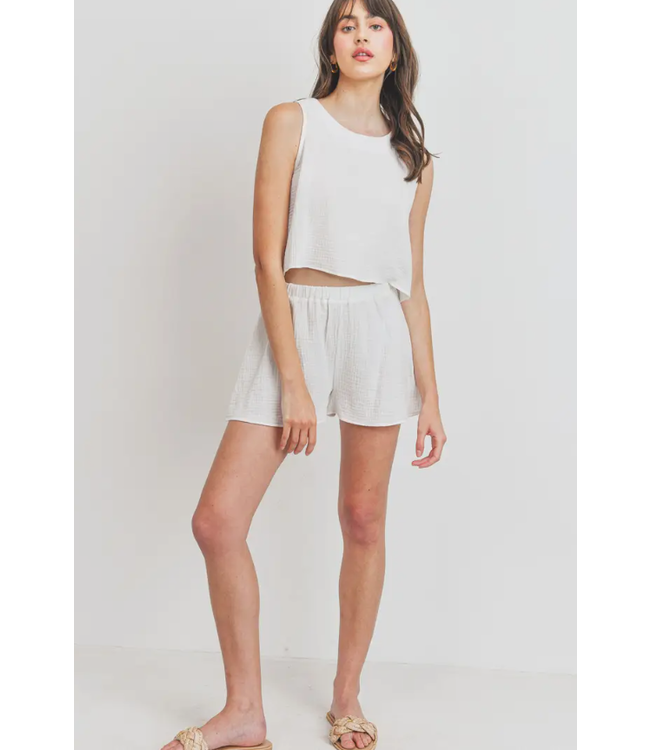 Paper Crane Back Open Button Closure Sleeveless Top