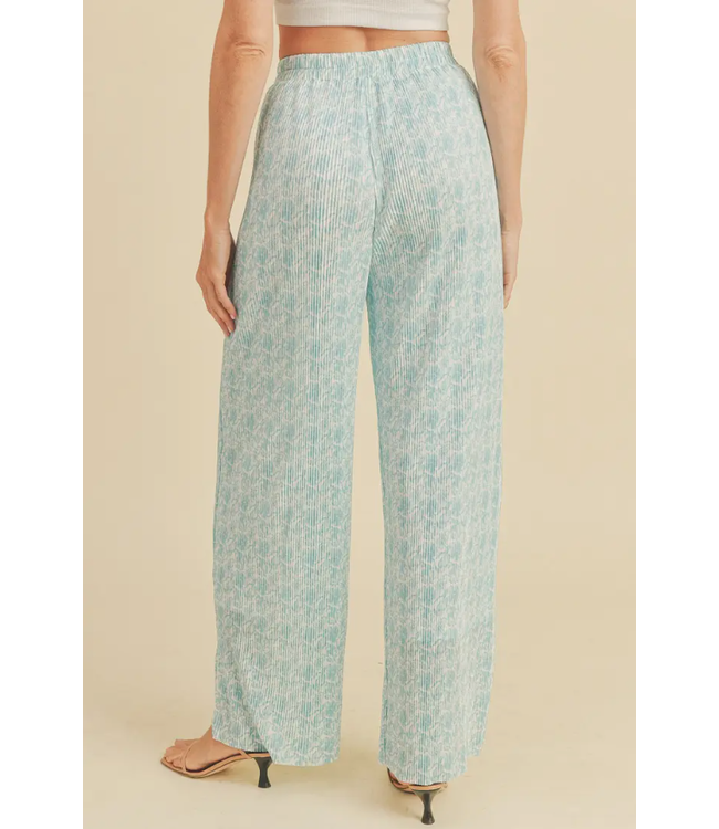 Paper Crane Elastic Waist Slit Long Pants