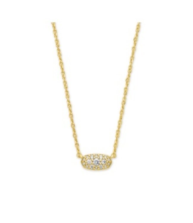 Grayson Gold Pendant Necklace in White Crystal