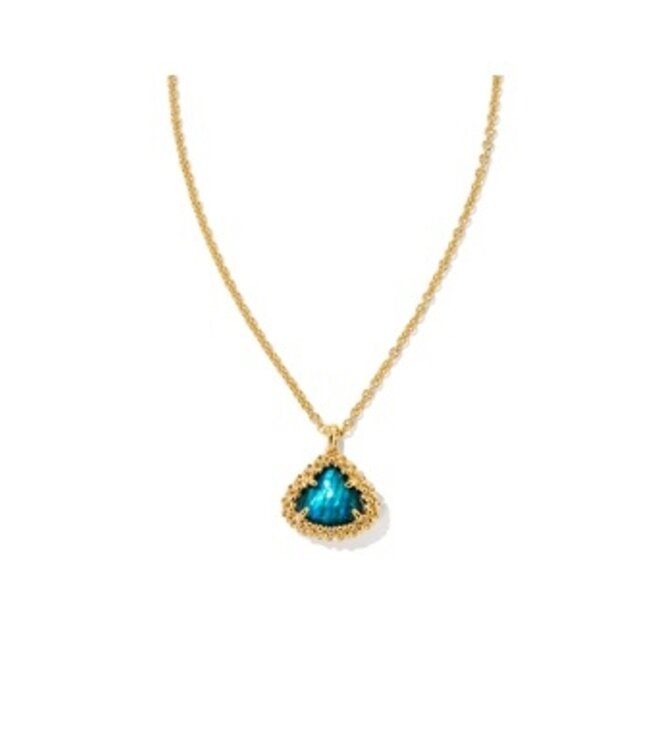 Kendra Scott Framed Kendall short pendant gold teal abalone