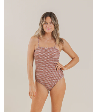 Rylee + Cru Smocked one piece swimsuit