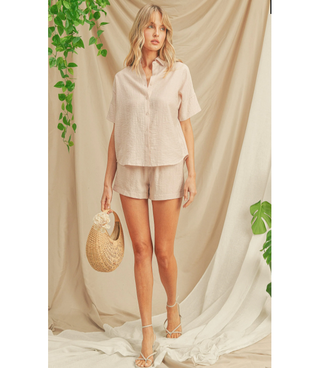 Paper Crane Button closure short sleeve top