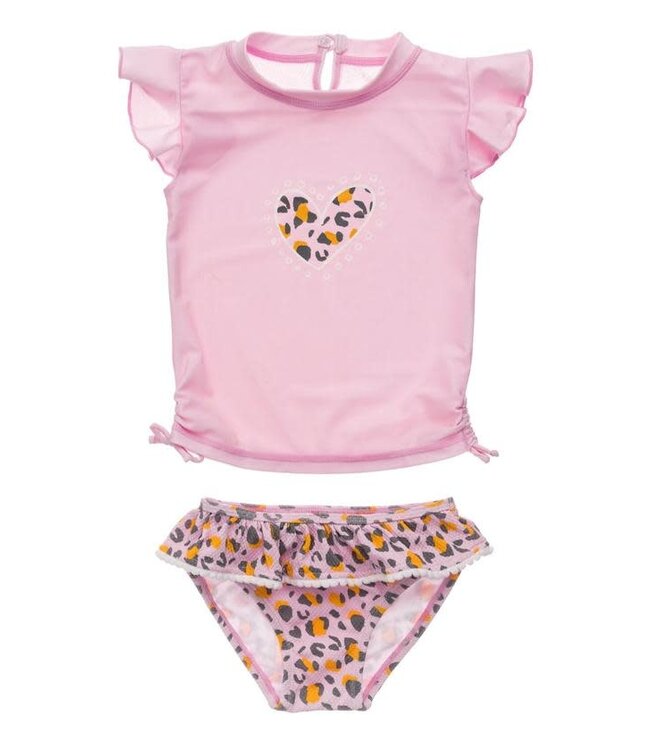 Snapperrock Leopard Love SS Ruffle Set Girls Swimsuit