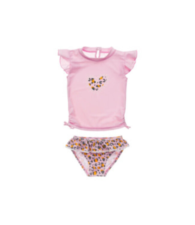 Snapperrock Leopard Love SS Ruffle Set Girls Swimsuit
