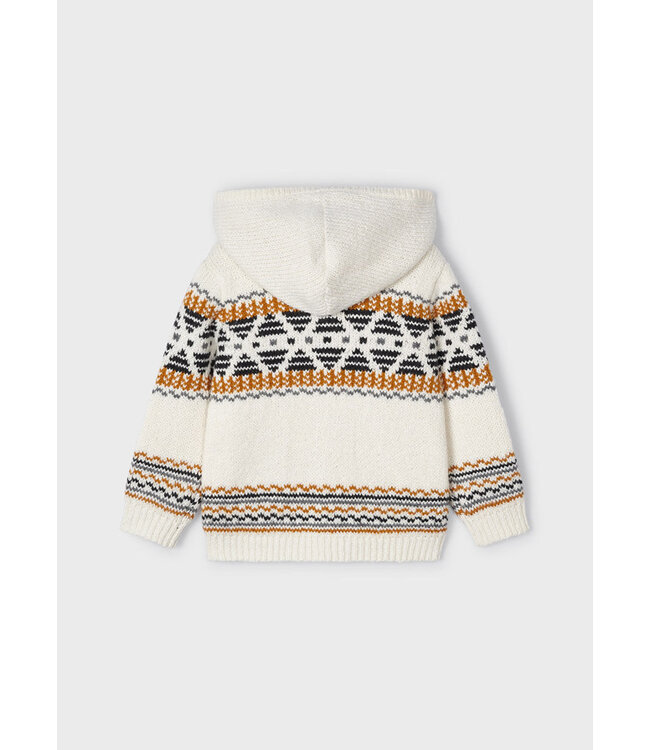 Hooded jacquard zip sweater