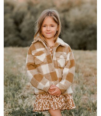 Rylee + Cru Shearling Chore Coat || Brass checker