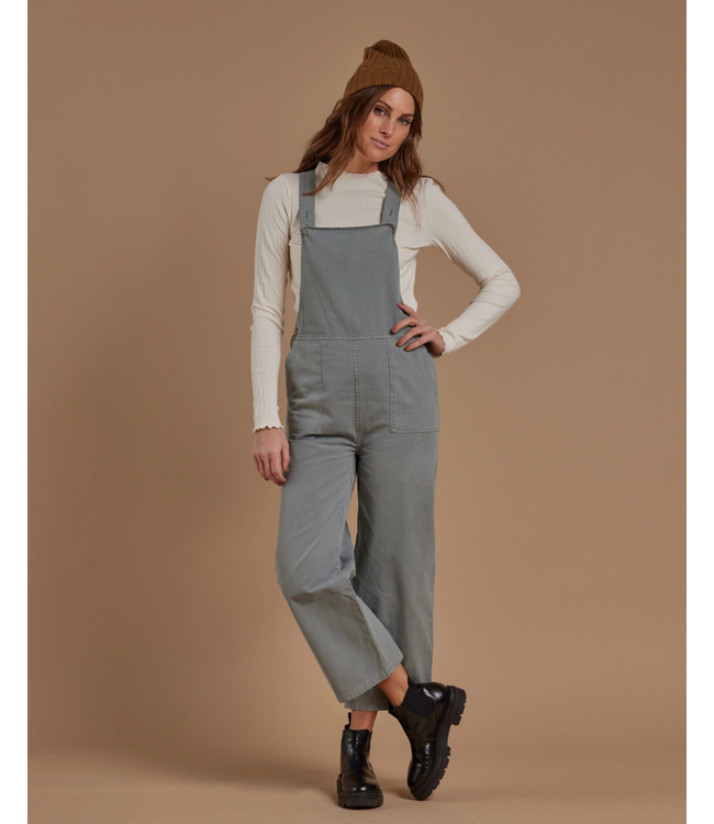 Rylee + Cru Wide leg overall in dusty blue -Size S