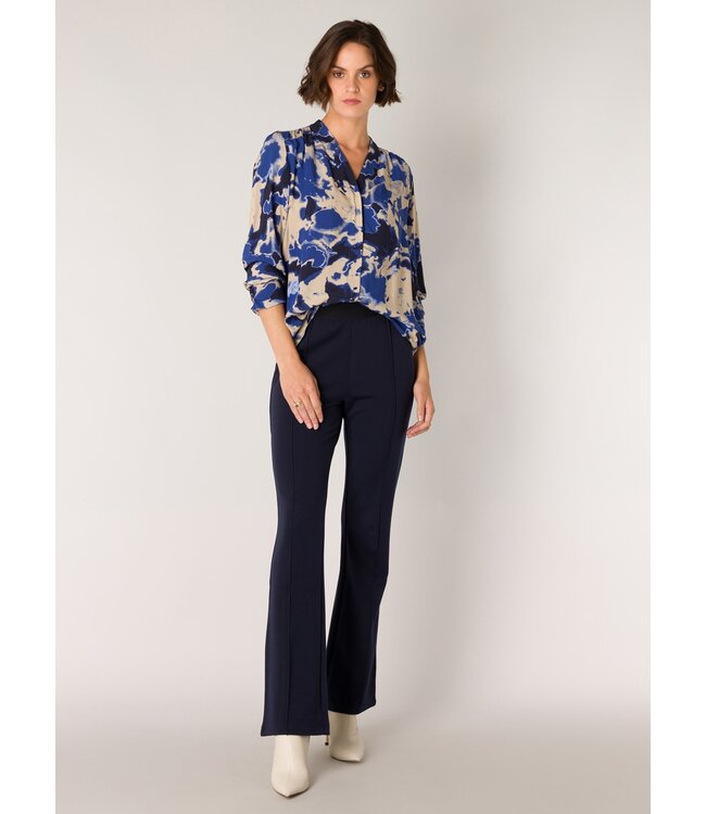 Yest Shereen blouse with an all over print in blue & sand colors