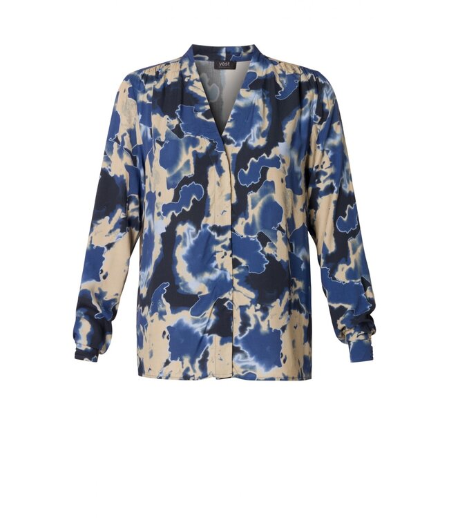 Yest Shereen blouse with an all over print in blue & sand colors