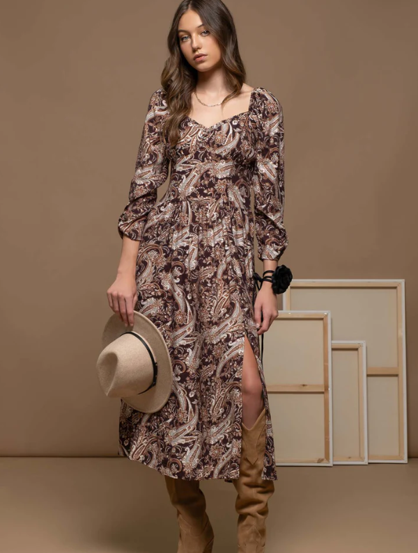 Sweetheart neckline floral midi dress Lizzy Lou Boutique