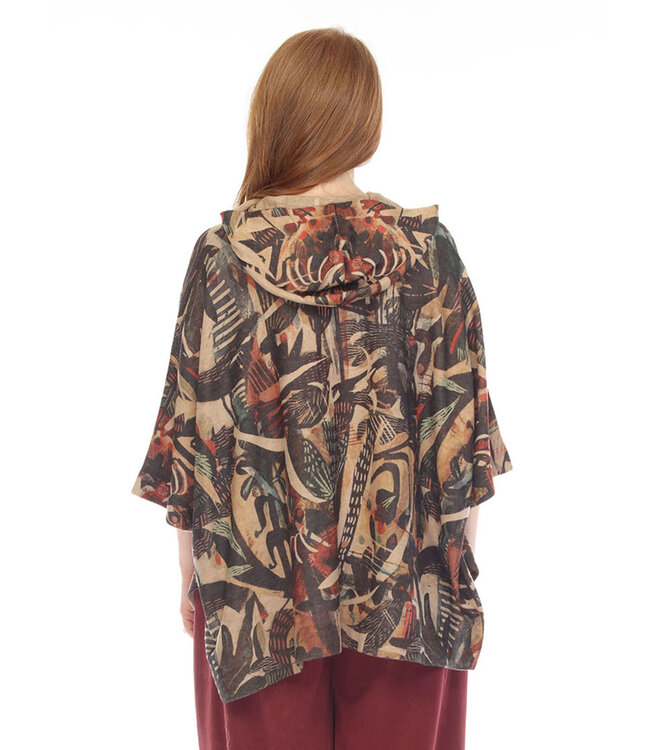 Inoah Brushed hooded poncho with front kanga pocket