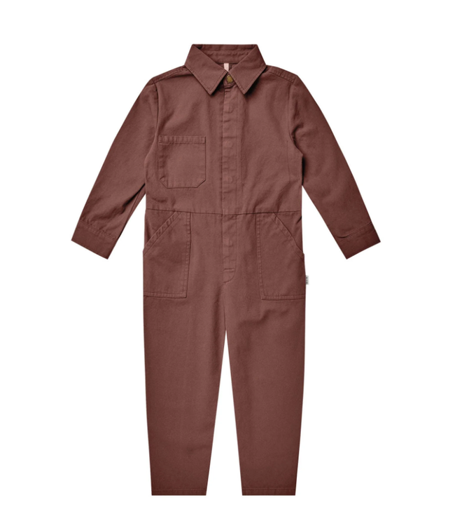 Coverall Jumpsuit in Mahogany-size 4-5Y - Lizzy Lou Boutique