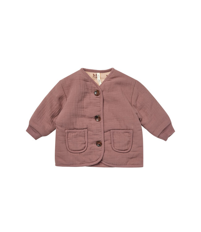 Quincy Mae quilted v-neck button jacket