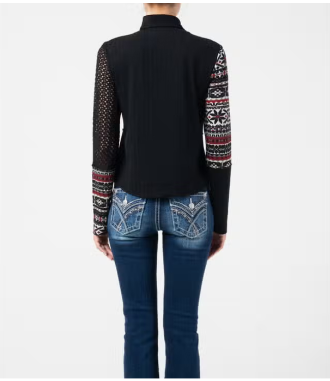 Miss Me Block print mix media top