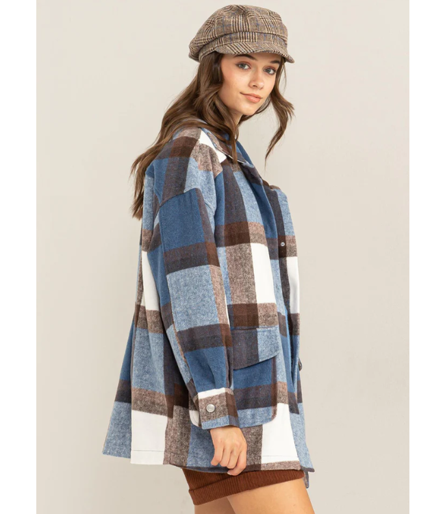 Plaid over sized jacket