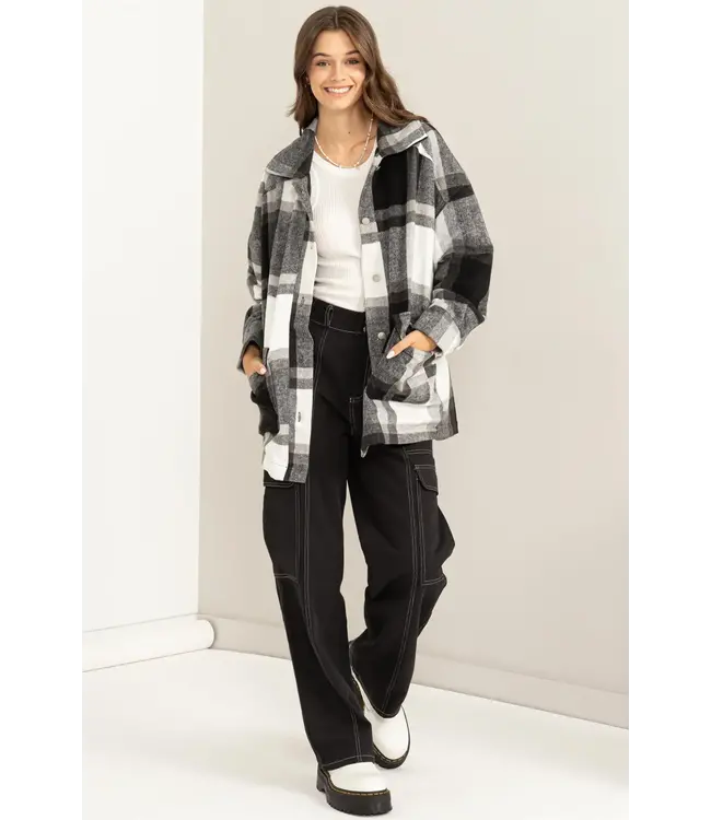 Plaid over sized jacket