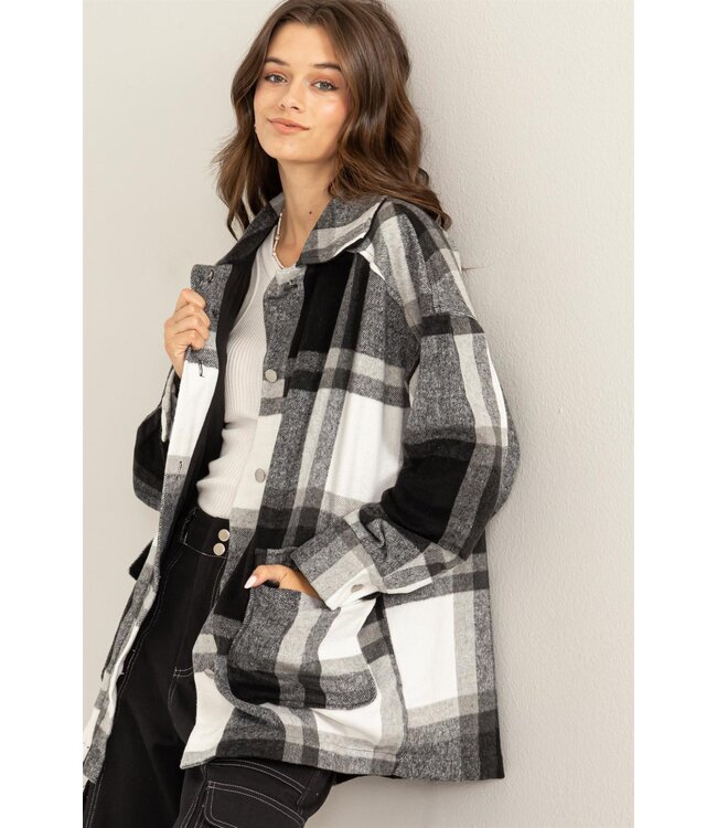 Plaid over sized jacket