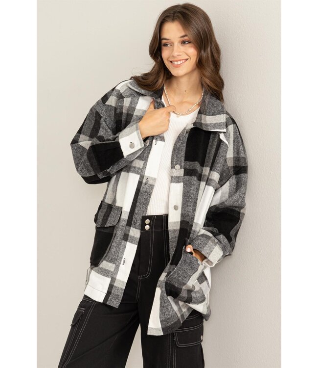 Plaid over sized jacket